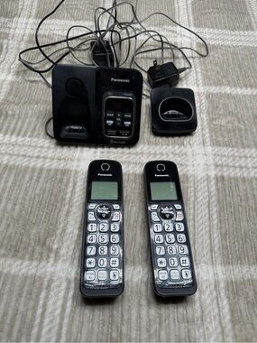 Panasonic Black Cordless Phone Set with Dual Handsets